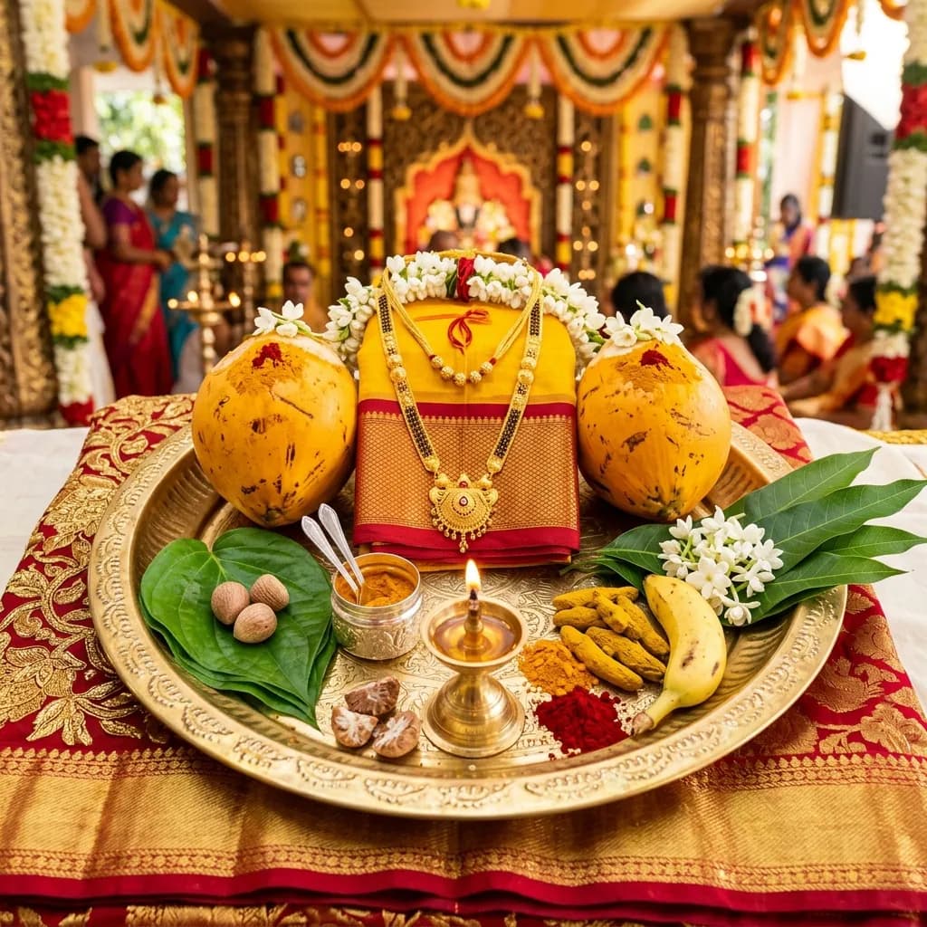 magalim items and traditional Tamil wedding preparation