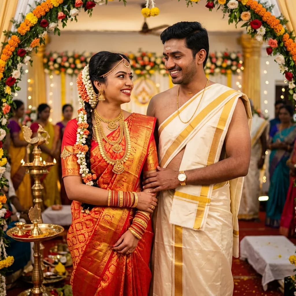 Traditional tamilmarriage couple - Natchathira Porutham